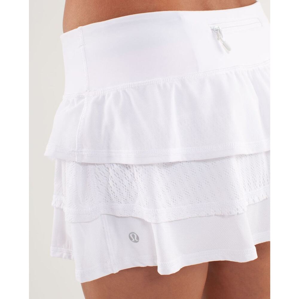 Lululemon Run Nothing to Hide Mini Micro Skort Skirt Shorts Tiered White Size 6 - Picture 12 of 16